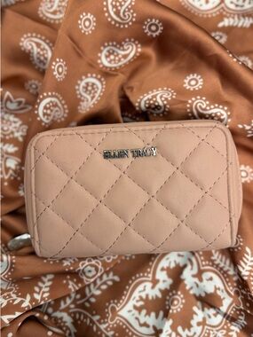 Ellen Tracy Quilted Zip Around Wallet Blush Pink Faux Leather